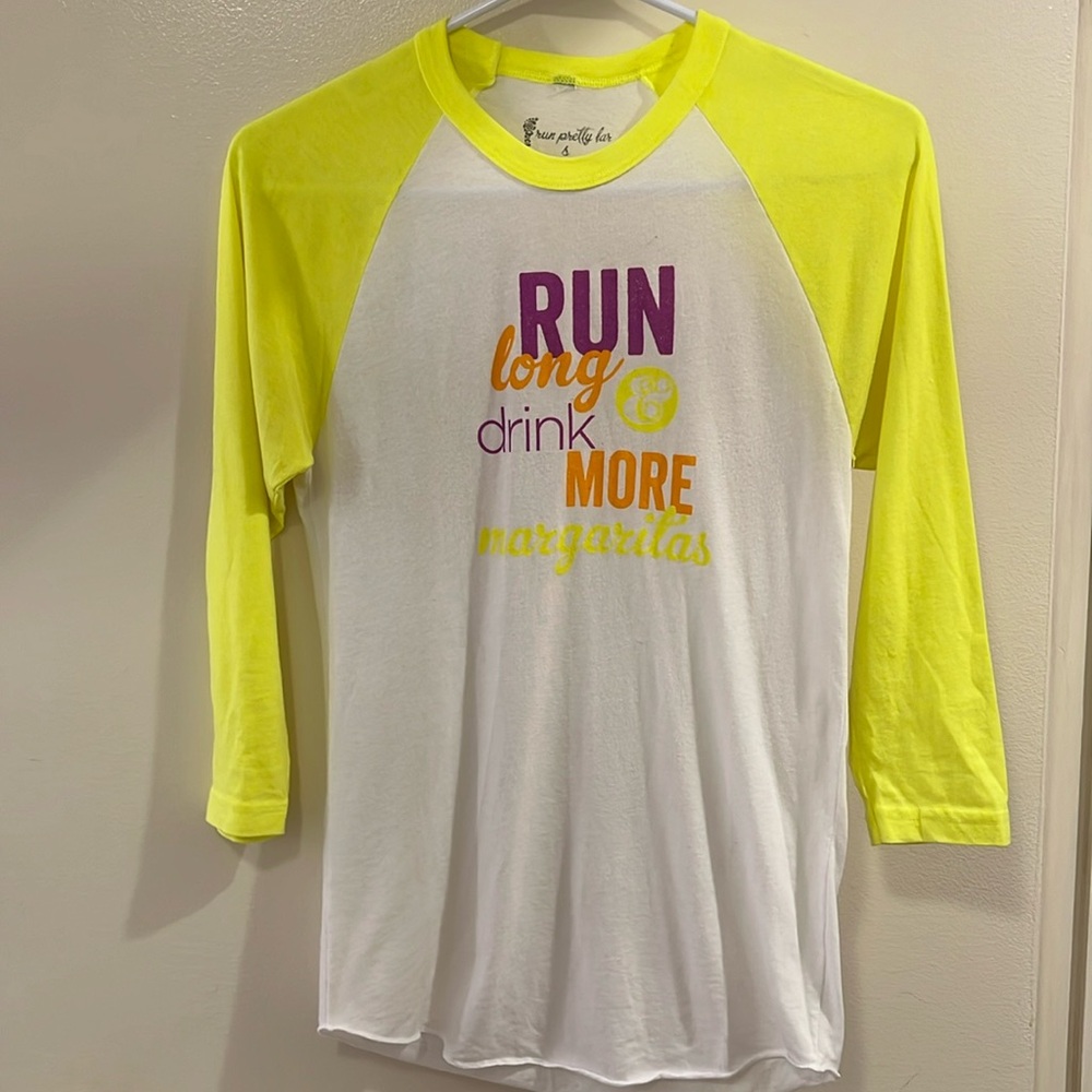3/4 sleeve graphic tee - Run Long & Drink More Margaritas